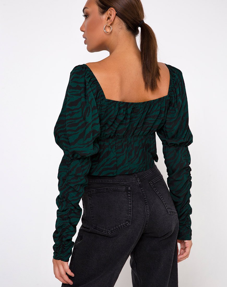 Piery Top in 90's Zebra Bosgroen