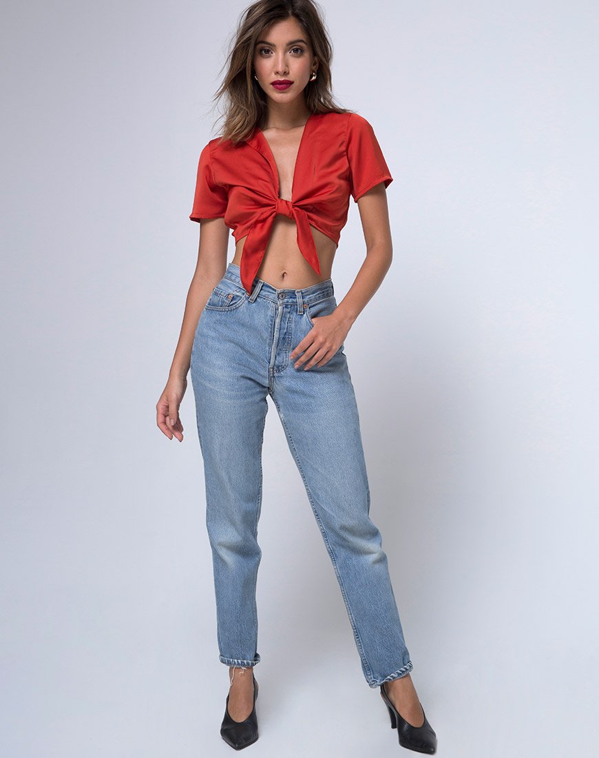 Afbeelding van Pilar Blouse in Satijn Rust