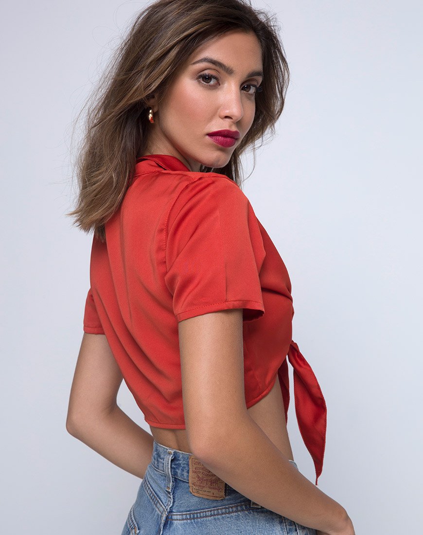 Afbeelding van Pilar Blouse in Satijn Rust