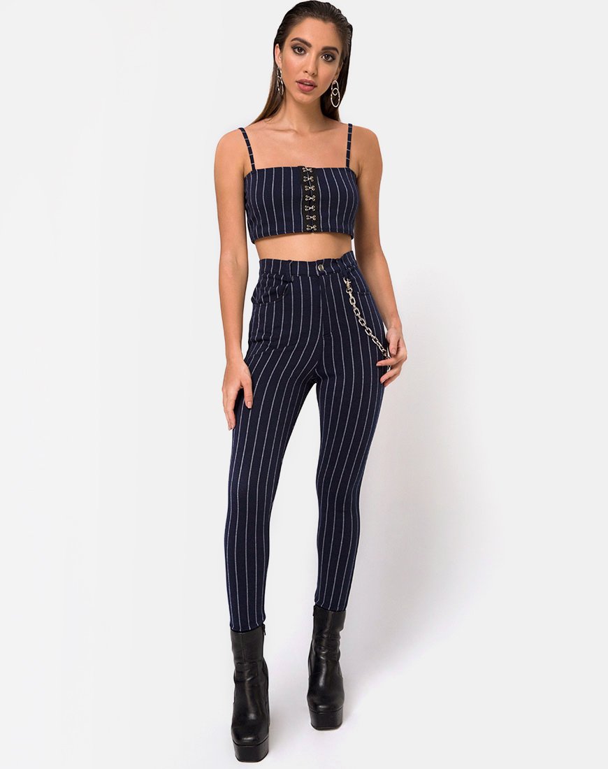 Afbeelding van Pinbroek in Navy Pinstriped