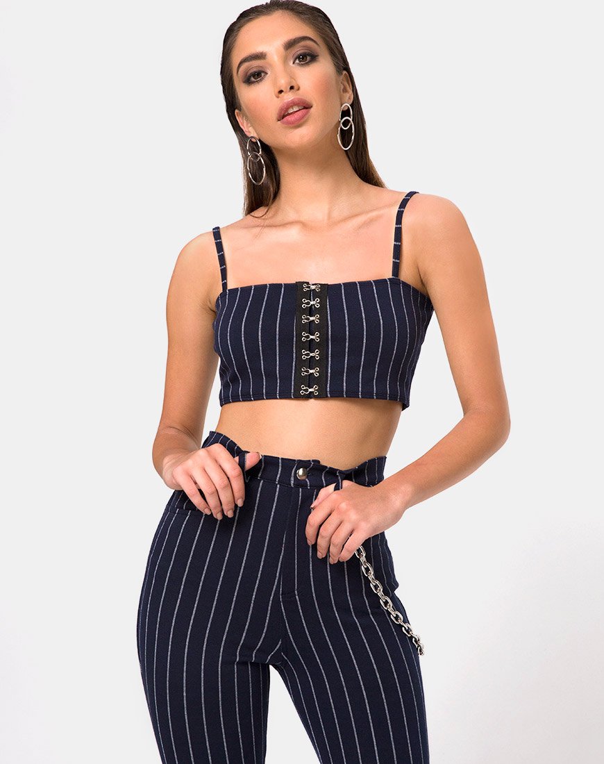 Afbeelding van Pinbroek in Navy Pinstriped