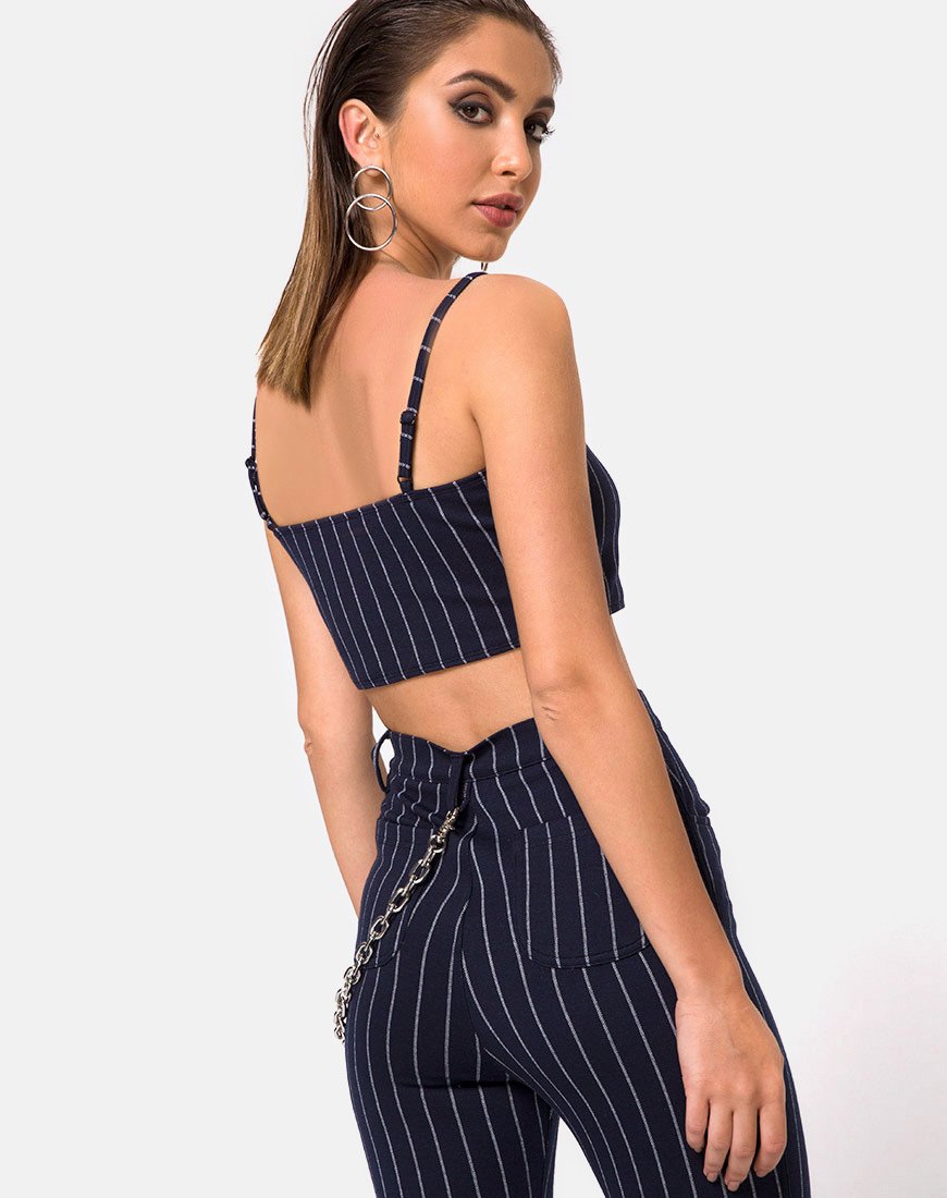Afbeelding van Pinbroek in Navy Pinstriped