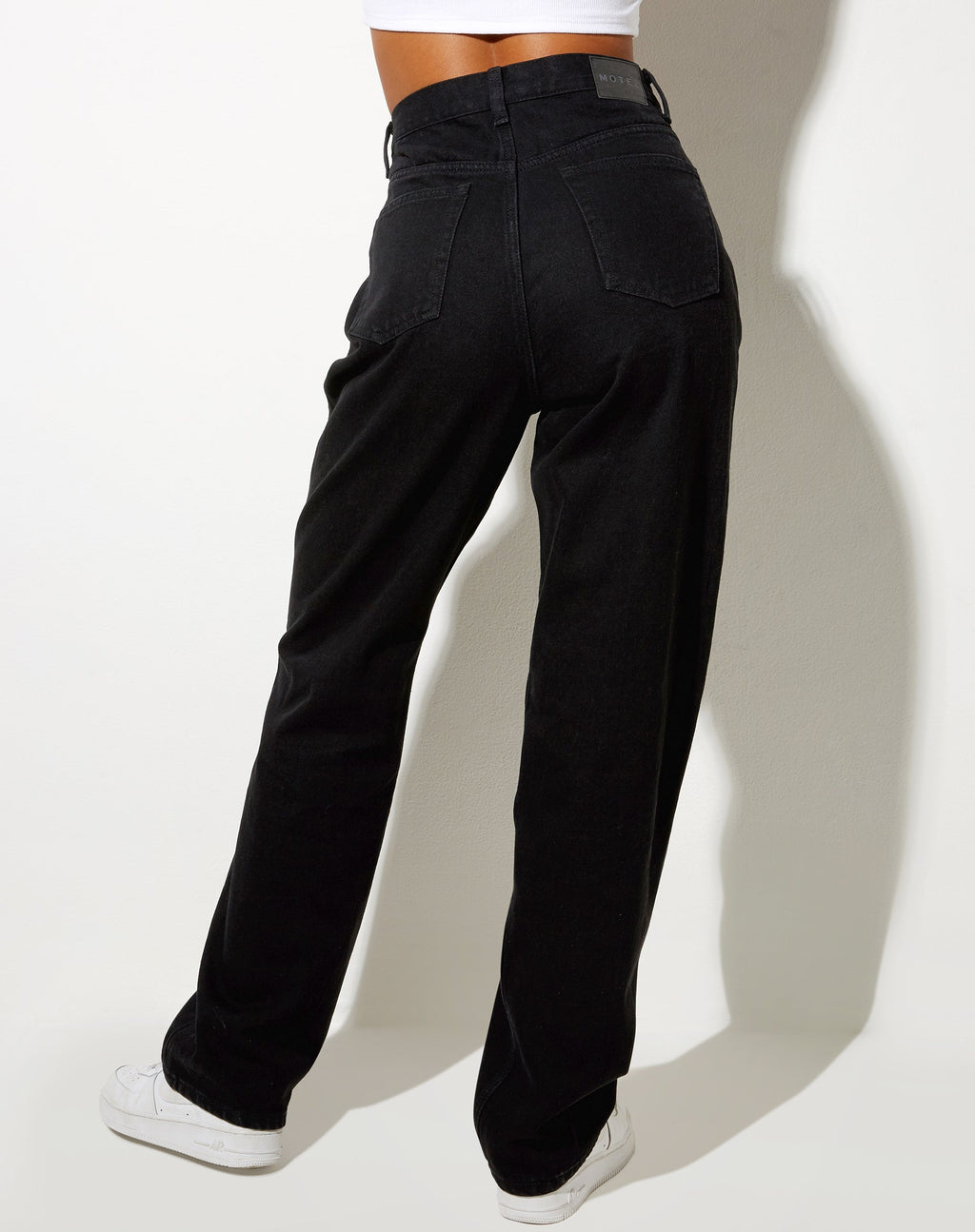 Geplooide jeans in Black Wash