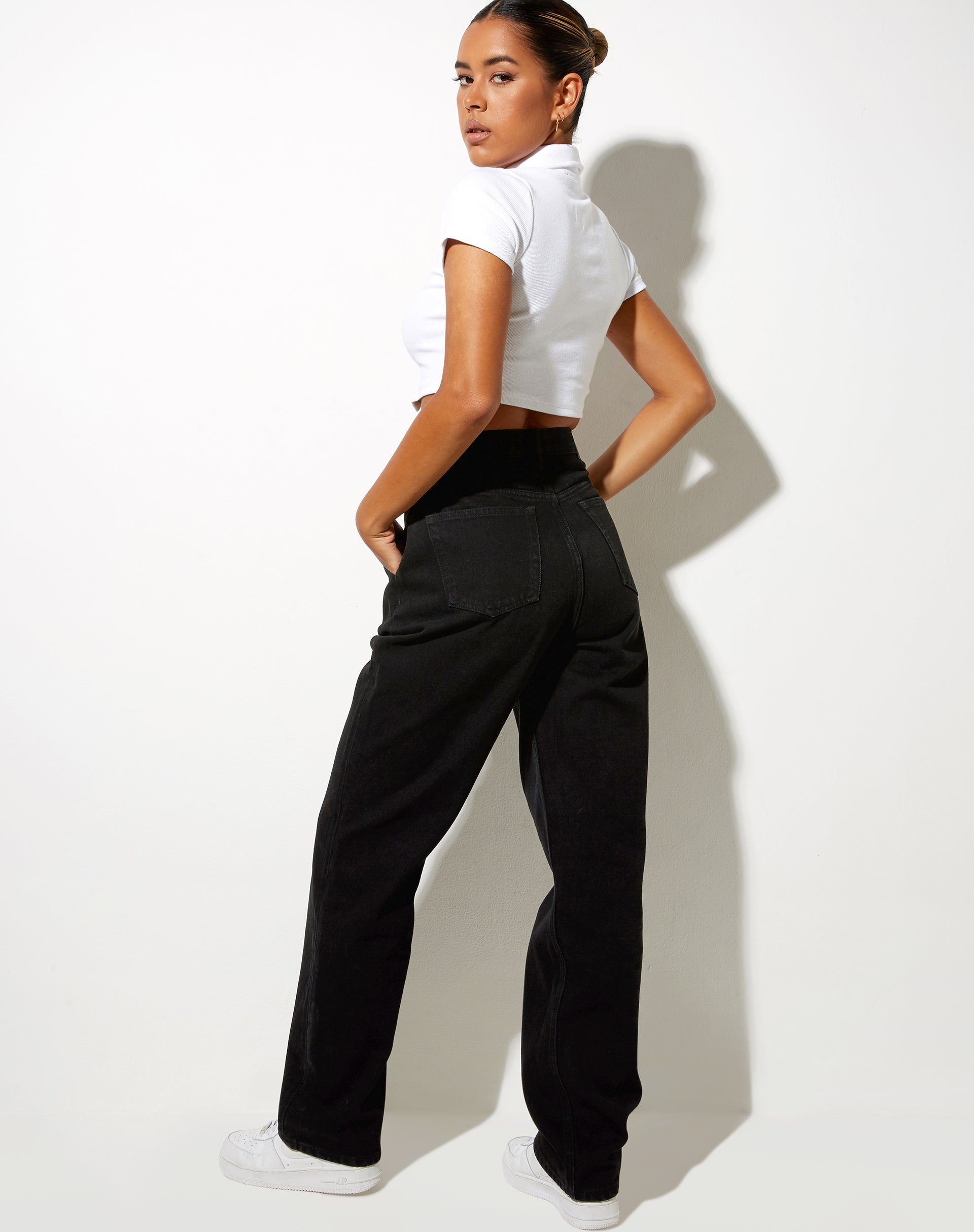 Afbeelding van Geplooide Jeans in Black Wash