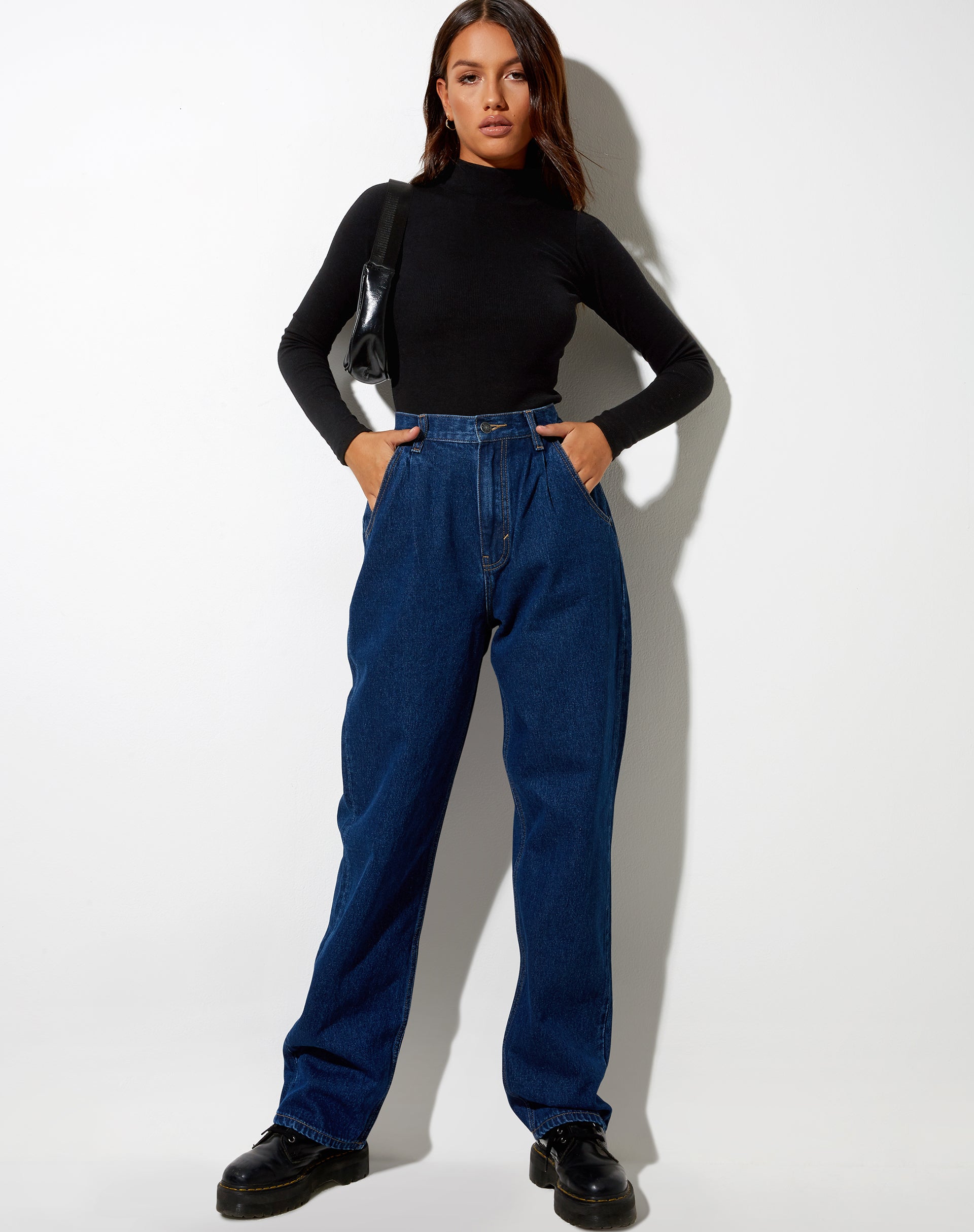 Afbeelding van Geplooide jeans in Indigoblauw