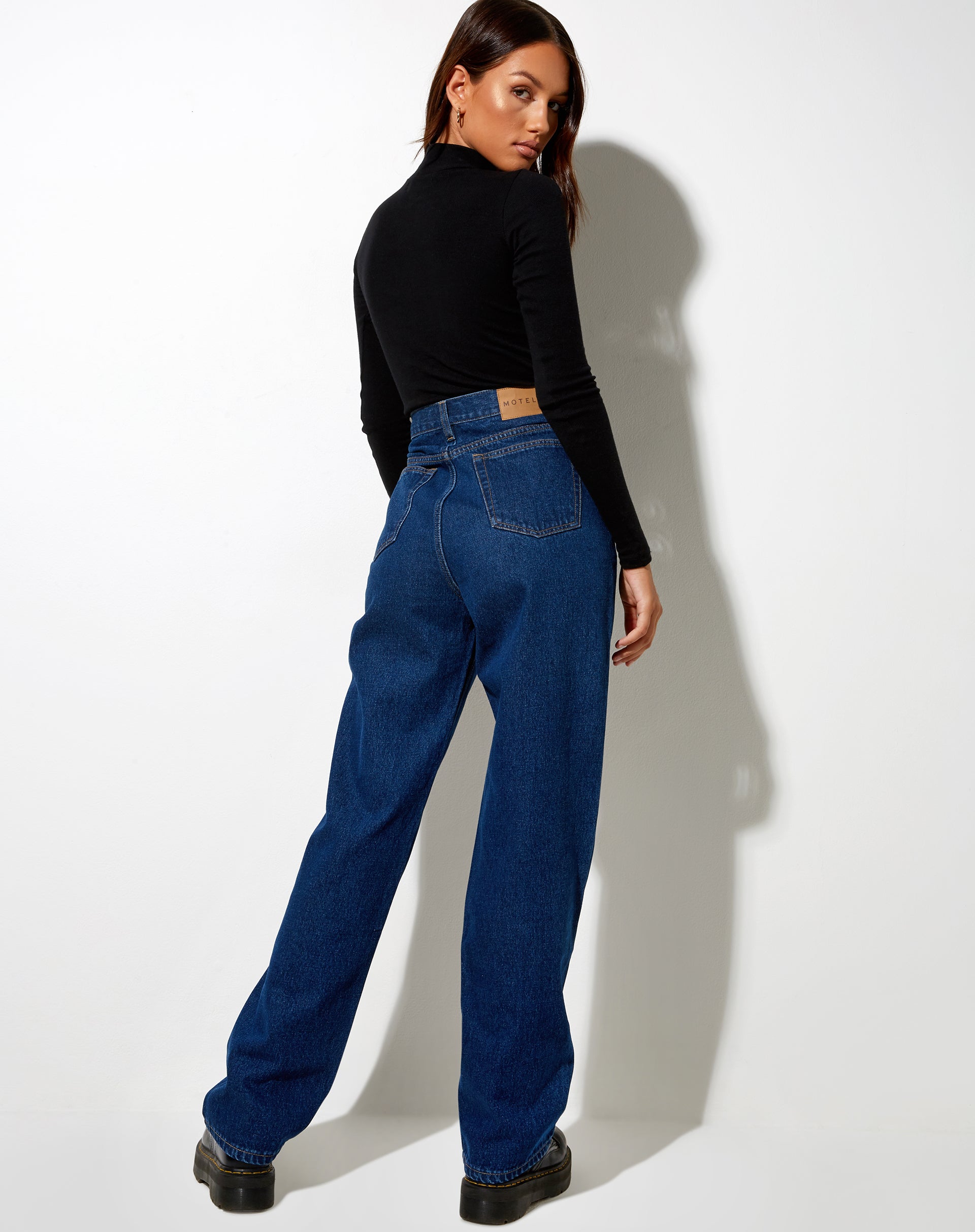 Afbeelding van Geplooide jeans in Indigoblauw