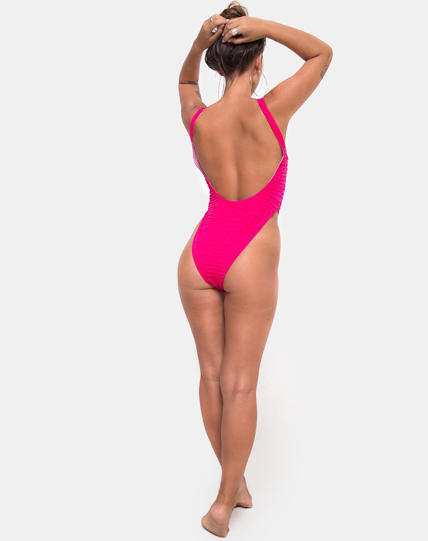 Afbeelding van Pollie Badpak in 80s Crinkle Pink Highlighter