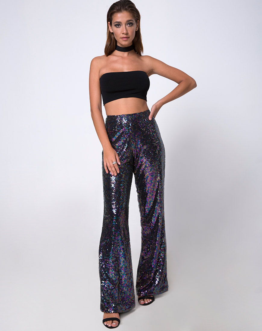 Broek Praag in Mini Pailletten Petrol