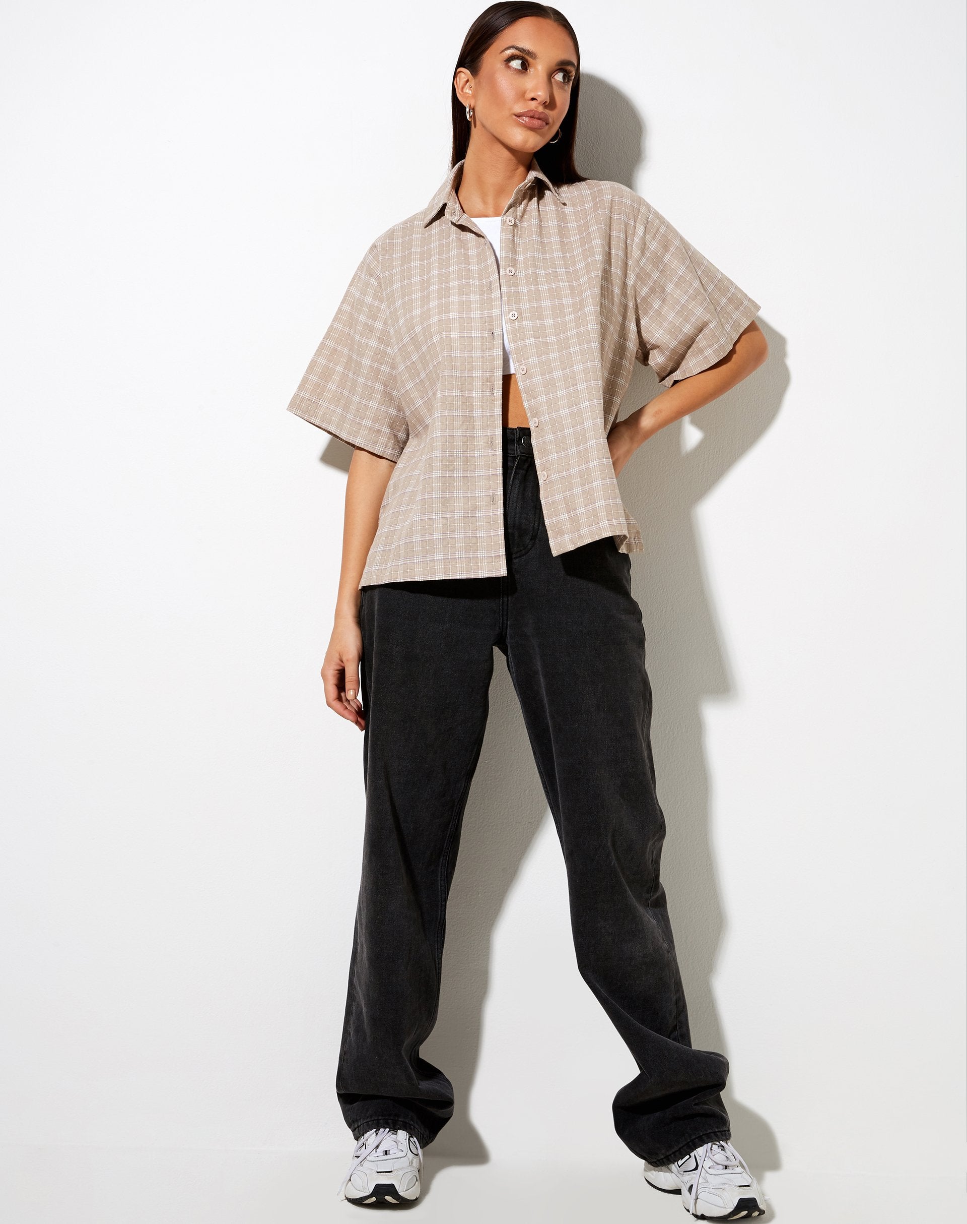 Afbeelding van Pride shirt in taupe ruit