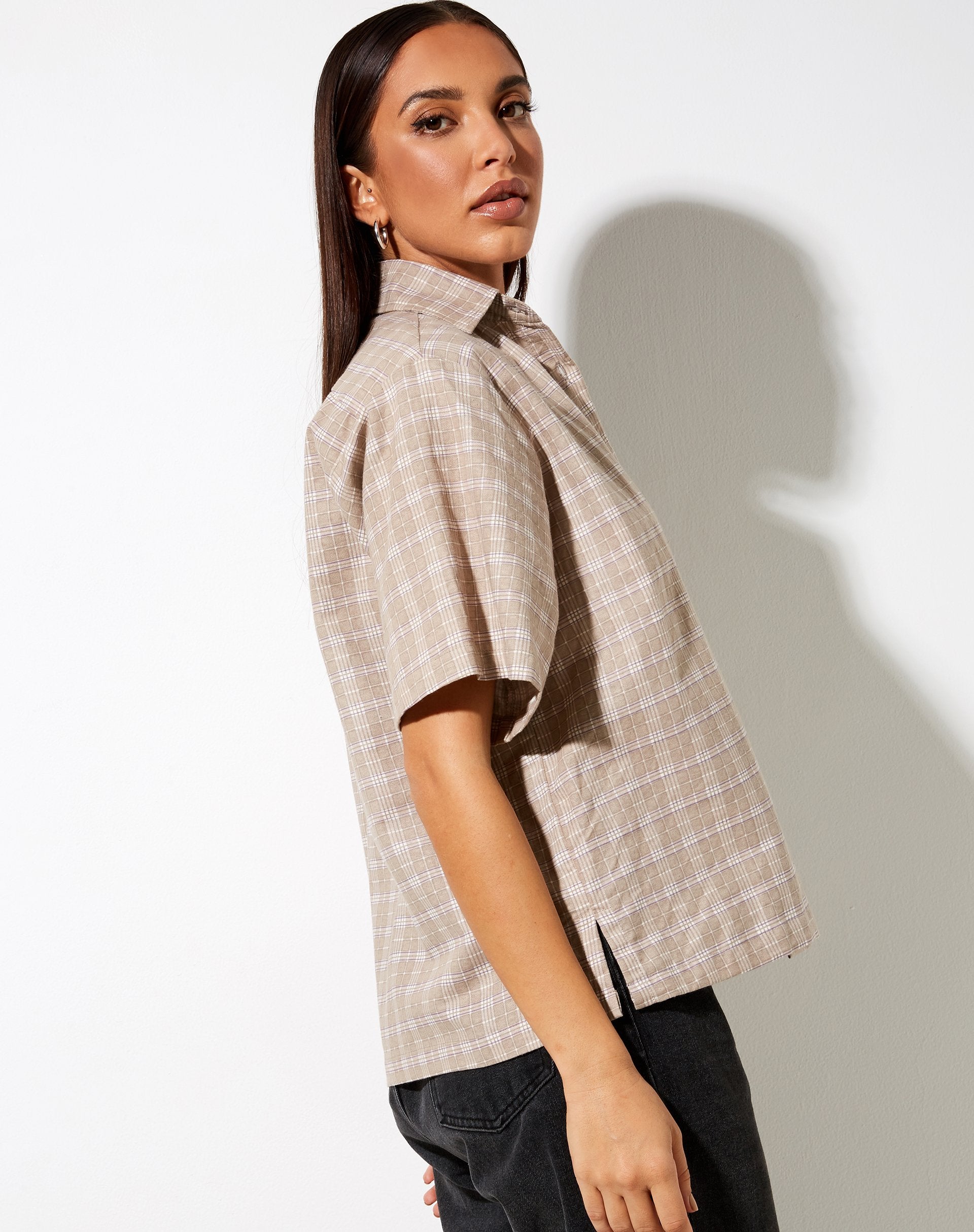 Afbeelding van Pride shirt in taupe ruit