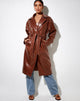 Afbeelding van Duster Longline Coat in Croc Pu Bruin