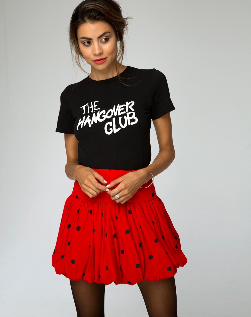 Pofbalrok in polkadot rood en zwart