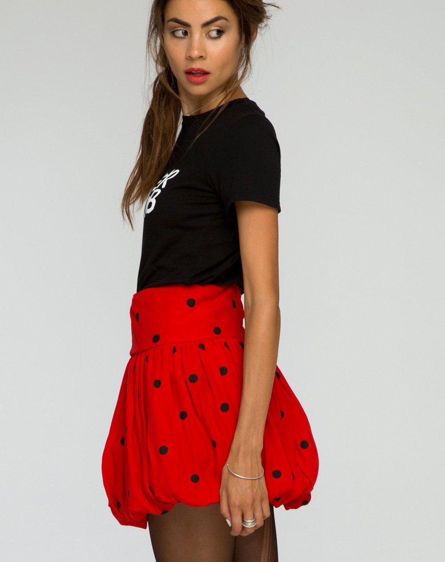 Pofbalrok in polkadot rood en zwart