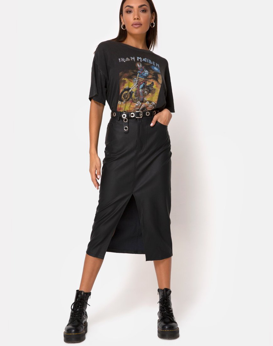 Pyra Midi rok in PU zwart