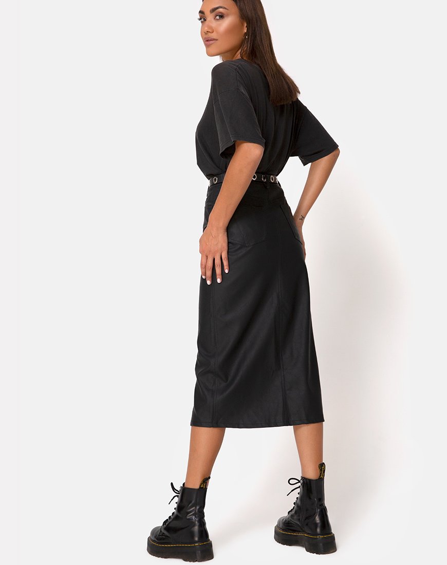 Pyra Midi rok in PU zwart