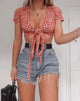 Afbeelding van Bilen Top in Ditsy Rose Rood en Zilver
