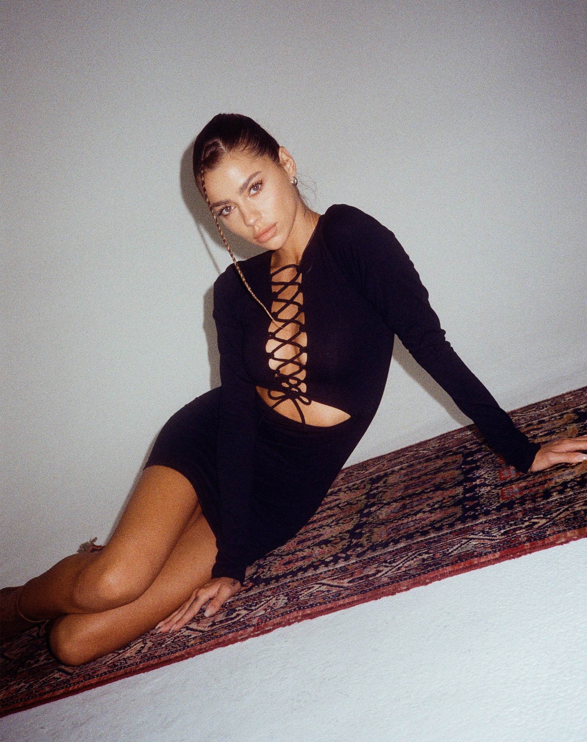 Afbeelding van Modita Mini Dress in Lycra Zwart