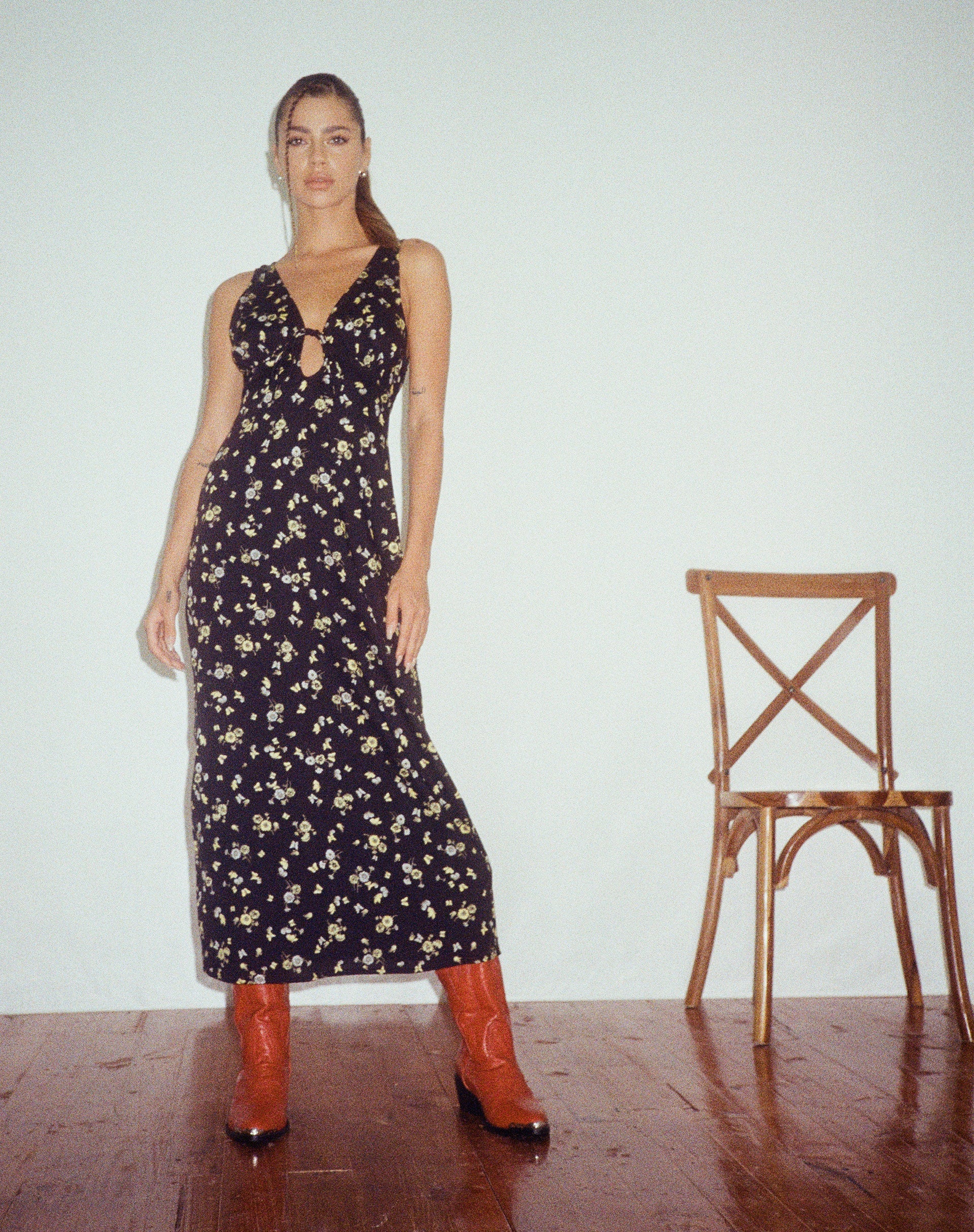 Afbeelding van Fiaso Midi Dress in Lemon and Lime Black