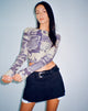Afbeelding van Narita Bedrukte Crop Top met lange mouwen in Collage Floral Shadow Purple