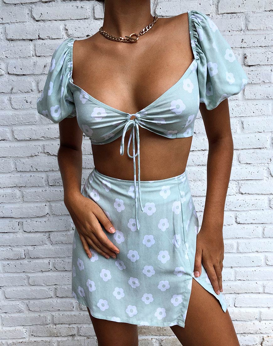 Afbeelding van Chelin Crop Top in Sage Daisy