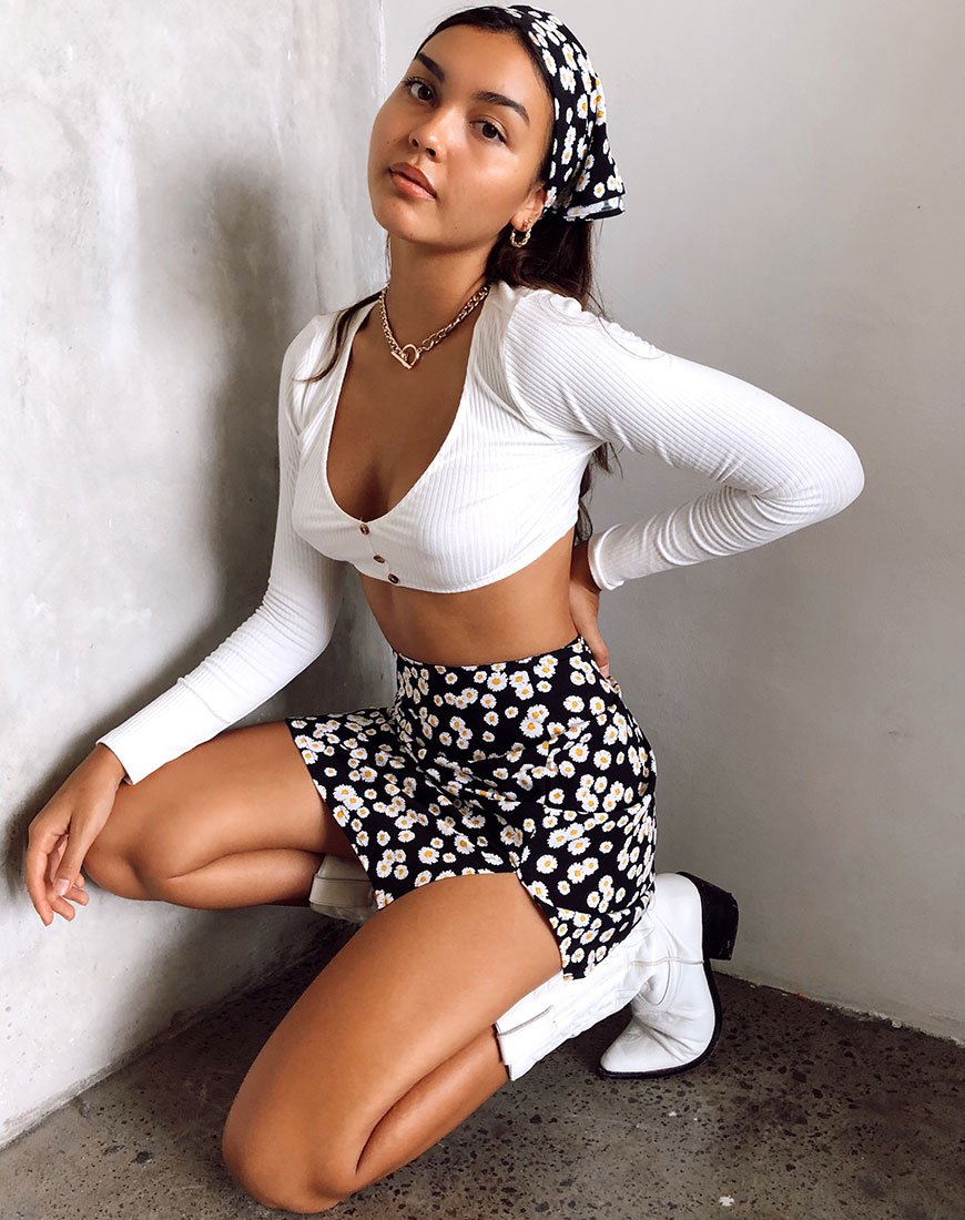 Sheny minirok in Mini Daisy zwart