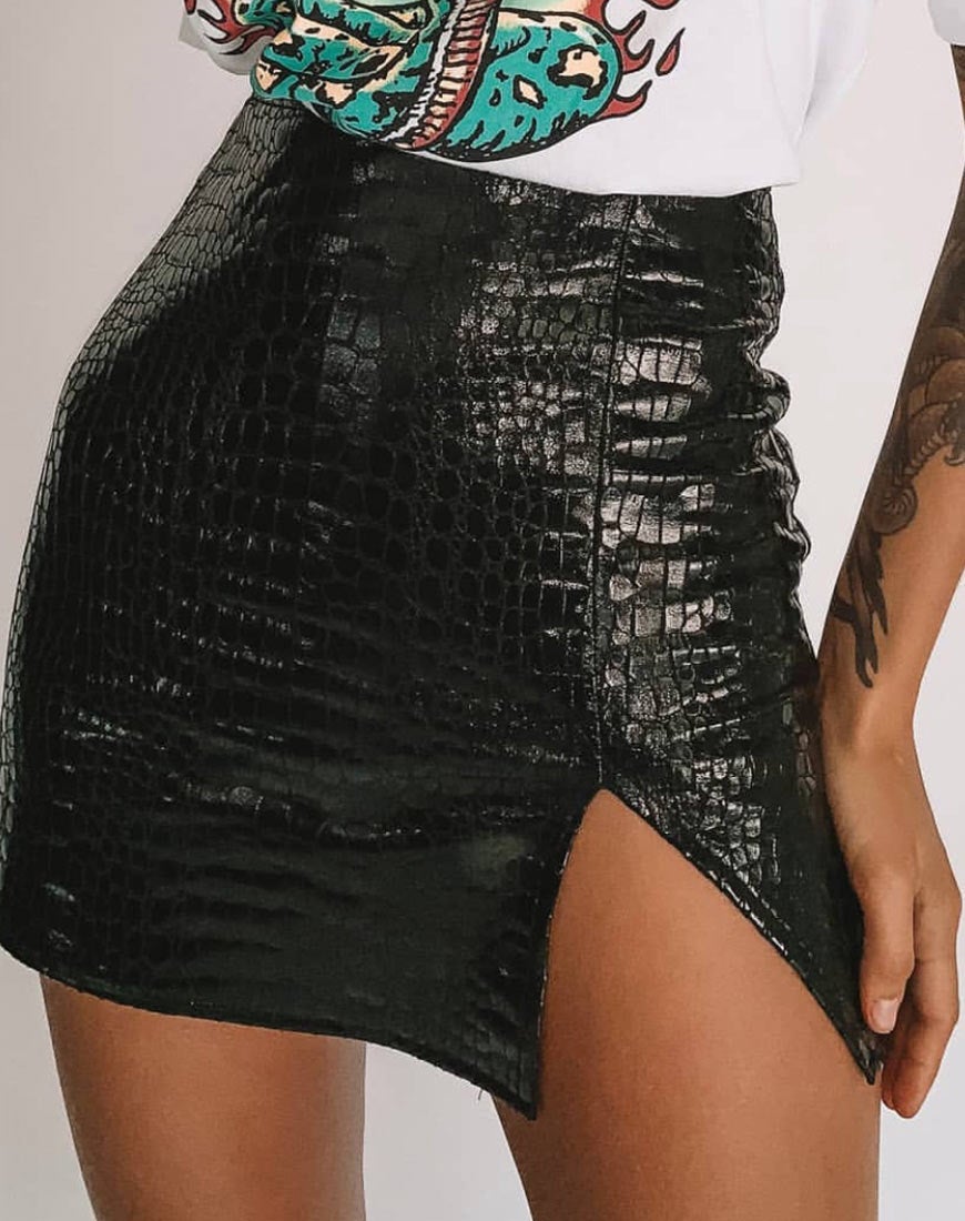 Wren minirok in PU Croco zwart