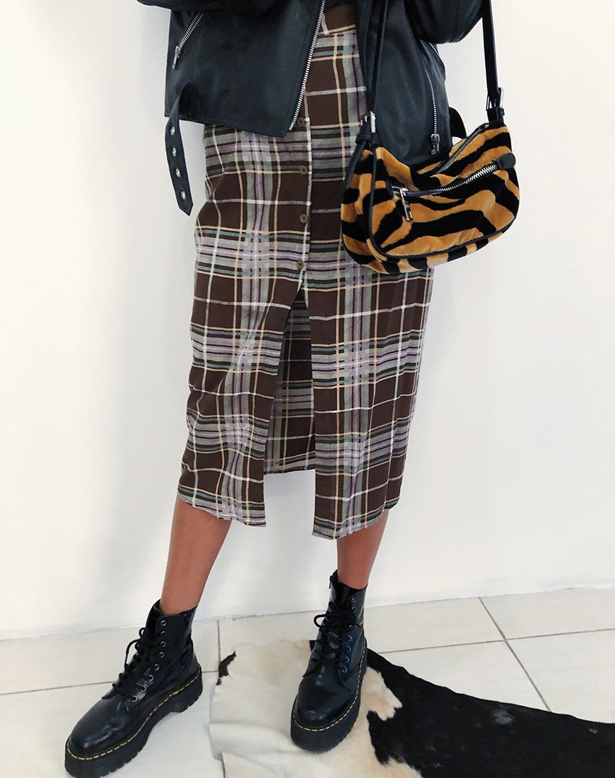 Kaisa Midi rok in ruit bruin