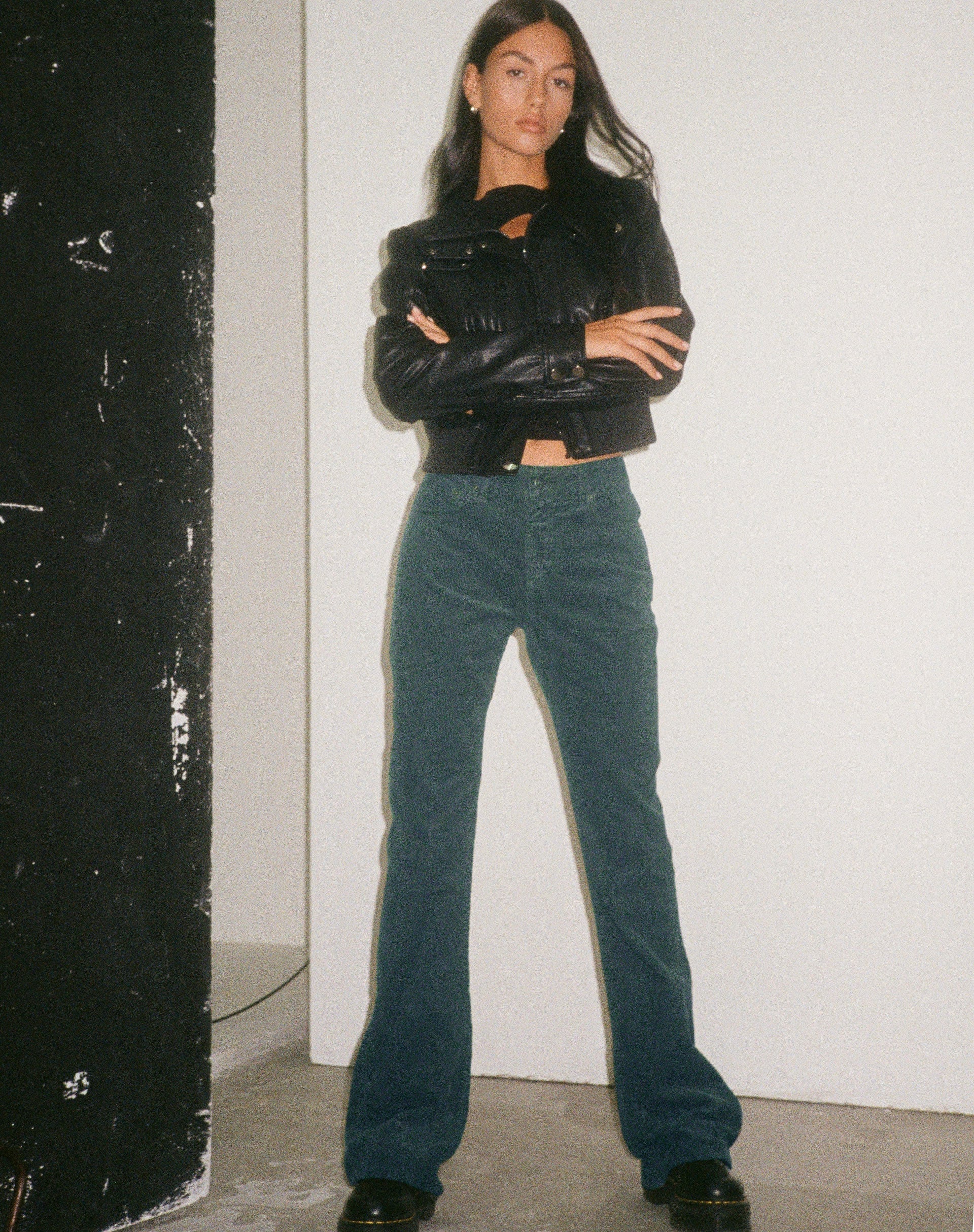 Afbeelding van Bootleg Jeans in Cord Forest Green