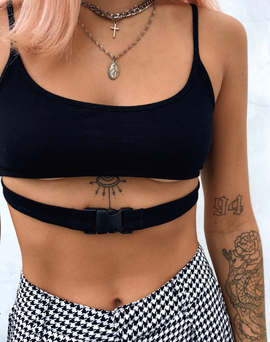 Afbeelding van Milipe Crop Top in Zwart Gespen