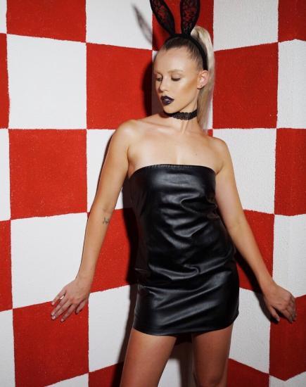 Afbeelding van Brandy Bodycon Dress in Vegan Leather Zwart