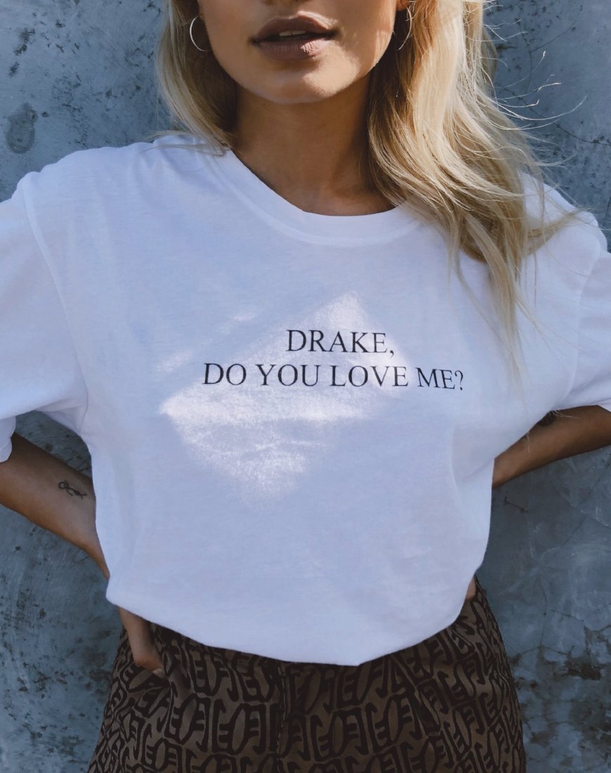 Afbeelding van Oversize Basic T-shirt in Wit Drake Do You Love Me