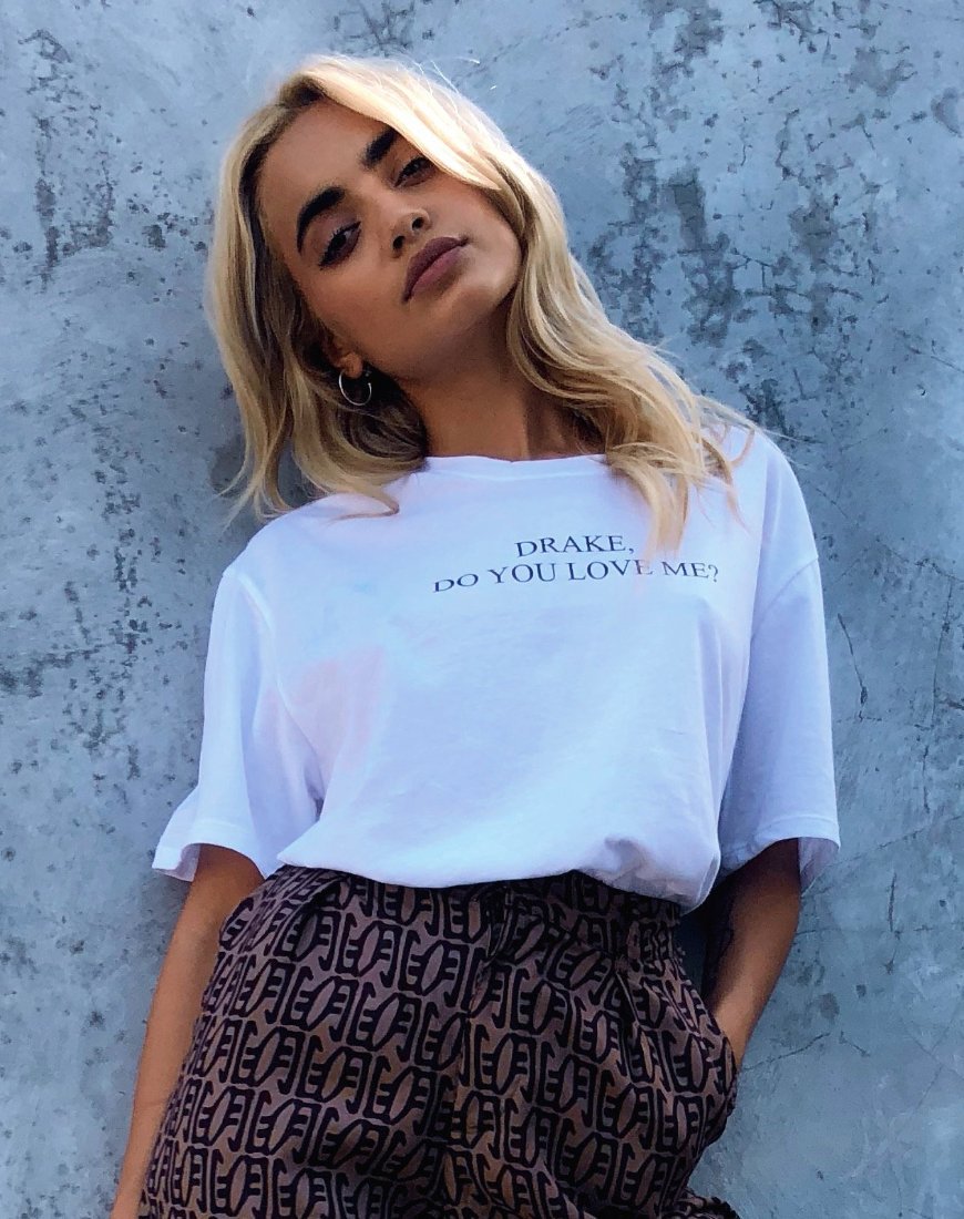 Afbeelding van Oversize Basic T-shirt in Wit Drake Do You Love Me