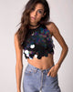 Afbeelding van Queenz Crop Top in Grote Schijf Pailletten Petrol