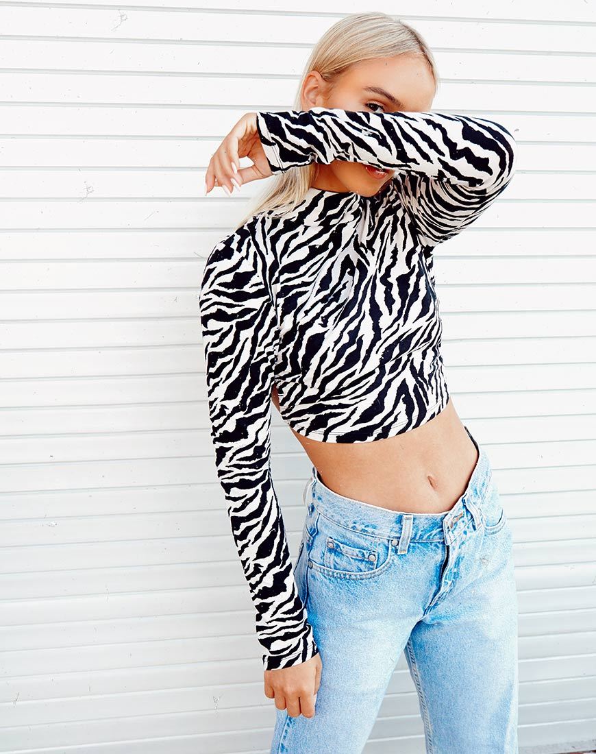 Quelia Gewatteerde Top in 90's Zebra