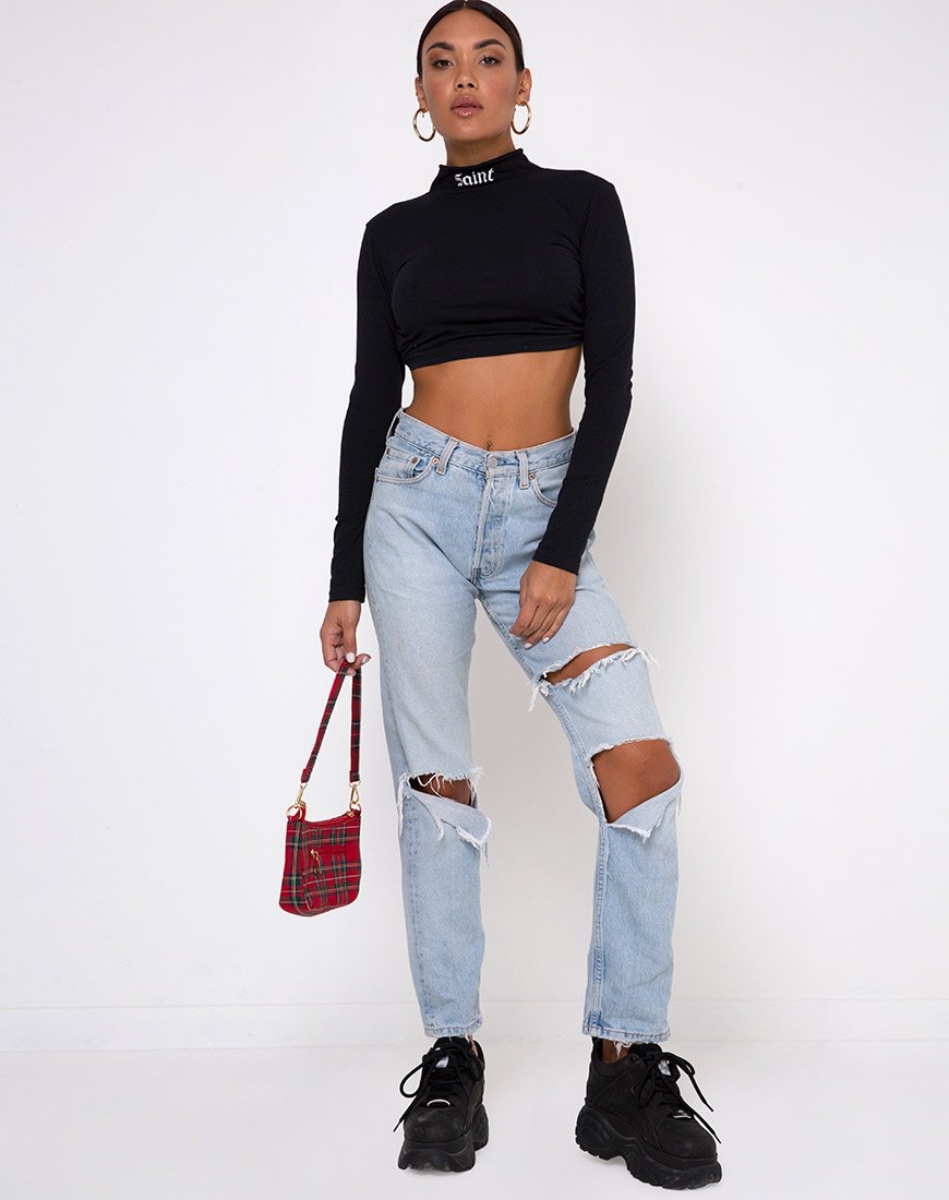 Afbeelding van Quelia Crop Top in Zwart met Saint Embro