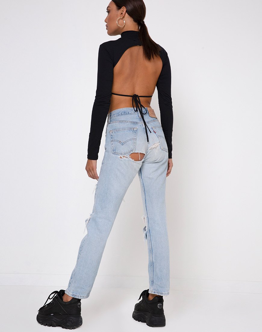 Afbeelding van Quelia Crop Top in Zwart met Saint Embro