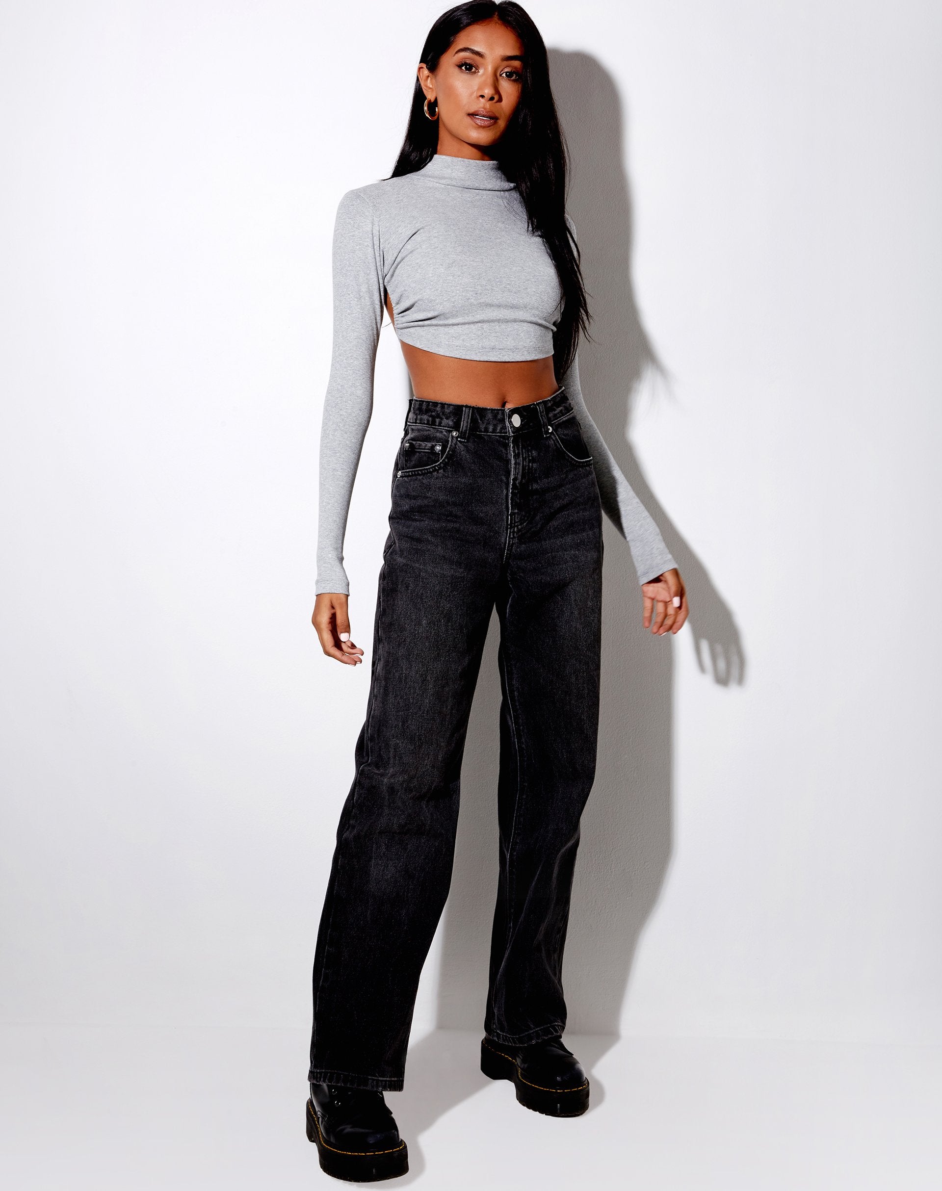 Afbeelding van Quelia Crop Top in Rib Greymarl