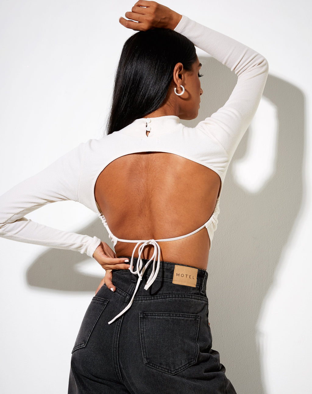 Quelia Gewatteerde Top in Rib Winter Wit 'Amore' Embro