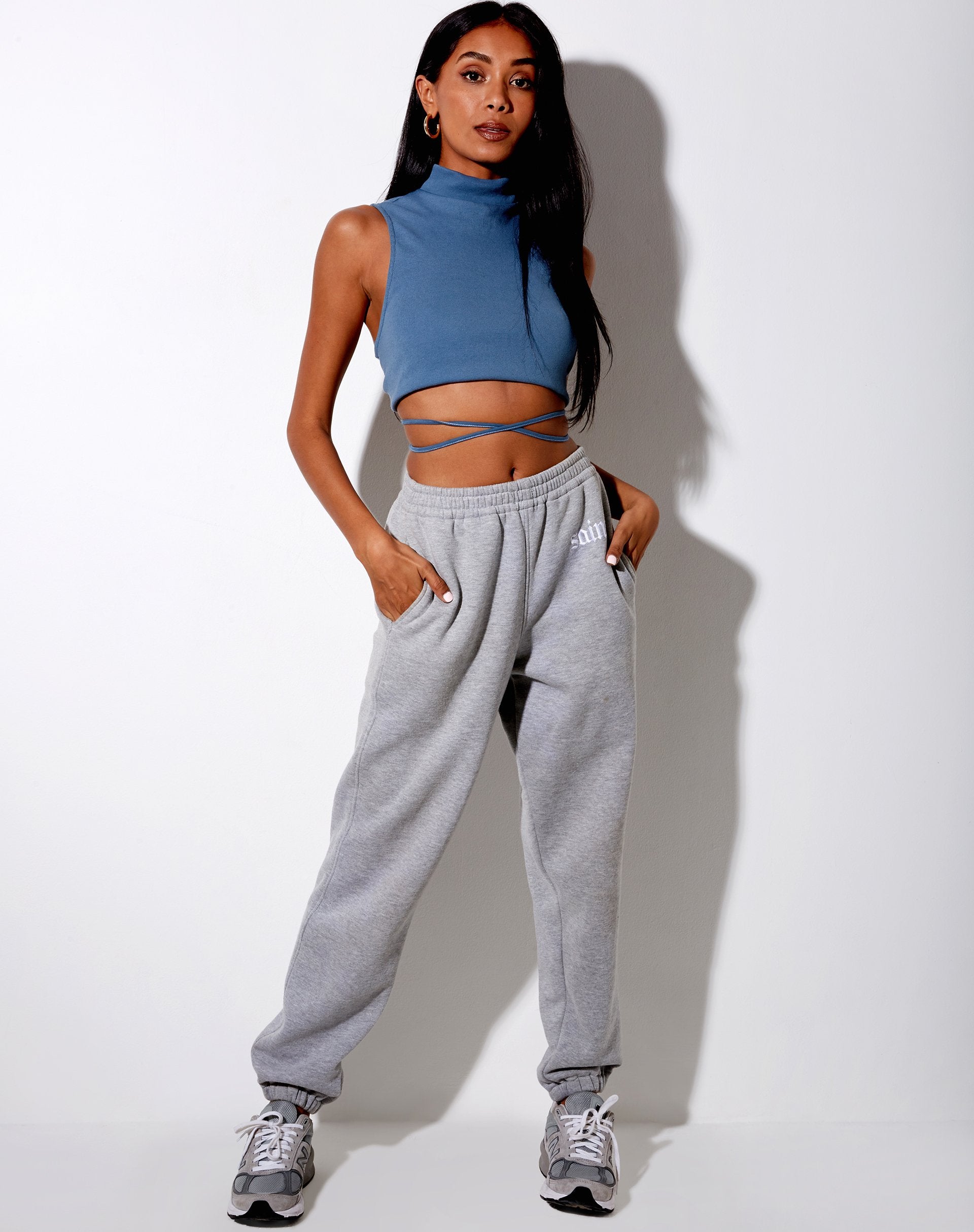 Afbeelding van Quera Crop Top in Rib Mineral Blue