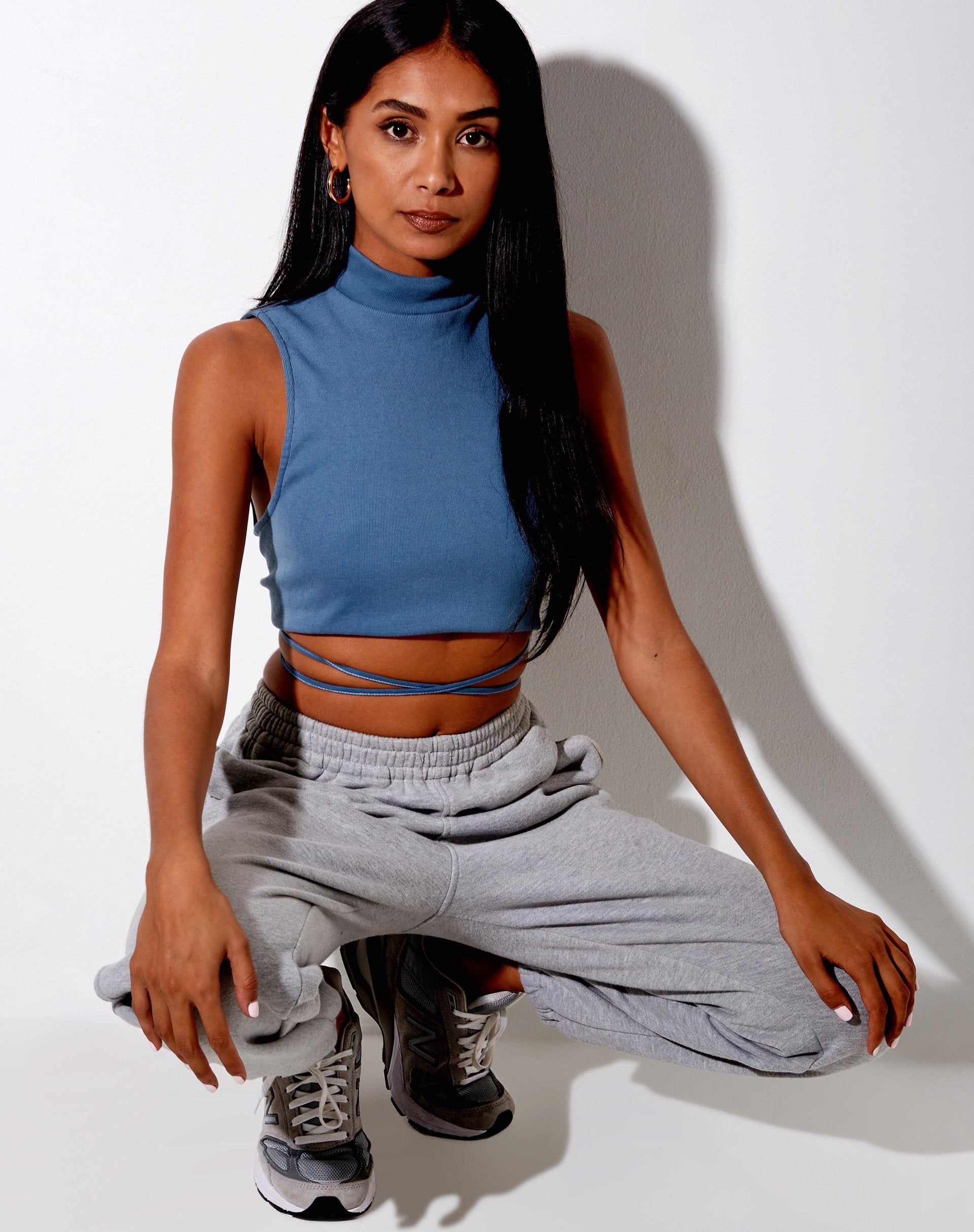 Afbeelding van Quera Crop Top in Rib Mineral Blue