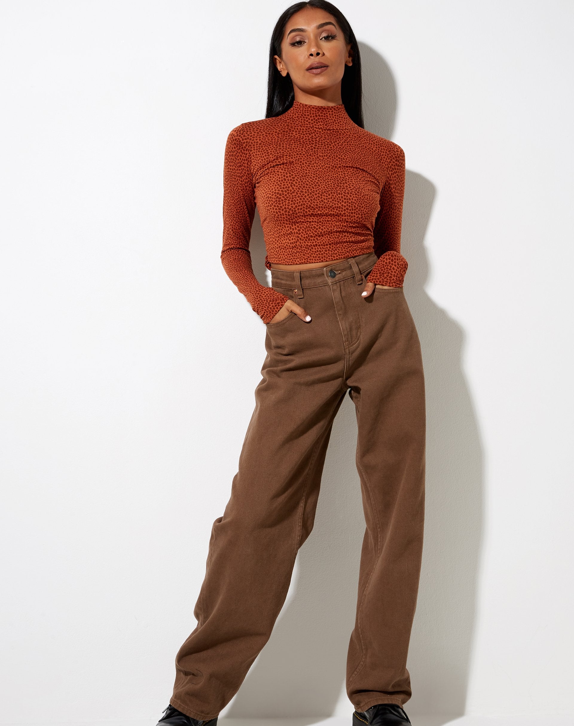 Afbeelding van Quky Crop Top in Mini Croc Bruin