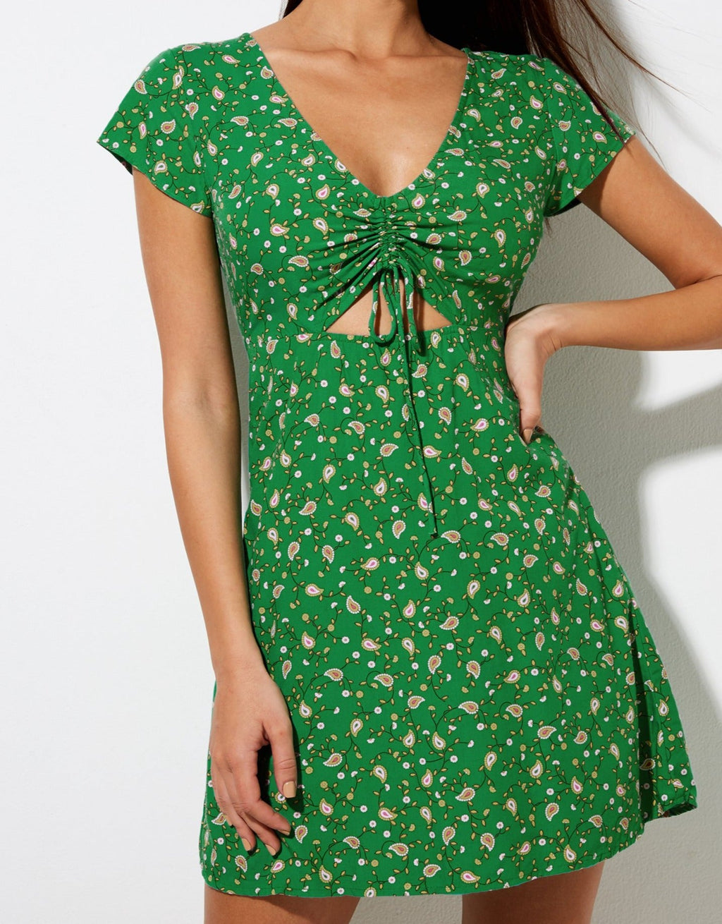 Raela Mini Jurk in Paisley Fun Green