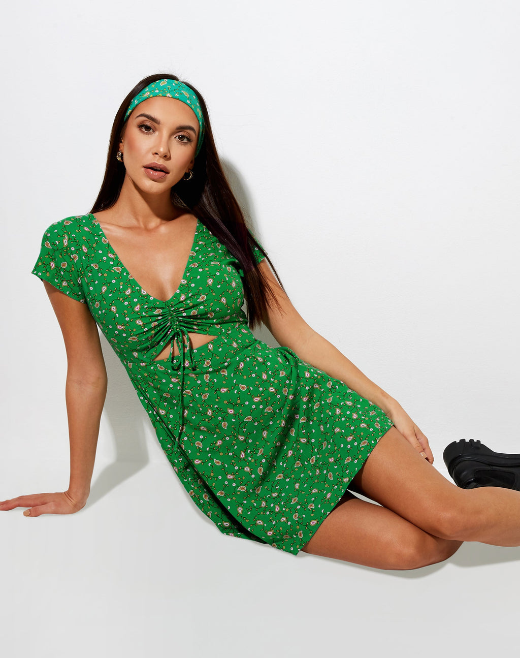 Raela Mini Jurk in Paisley Fun Green