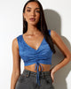 Afbeelding van Raeless Crop Top in Satijn Zebra Blauw Bonnet