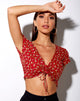 Afbeelding van Raeto Crop Top in Falling For You Bloemig Rood