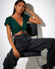 Afbeelding van Raeto Crop Top in Satijn Cheetah Bosgroen