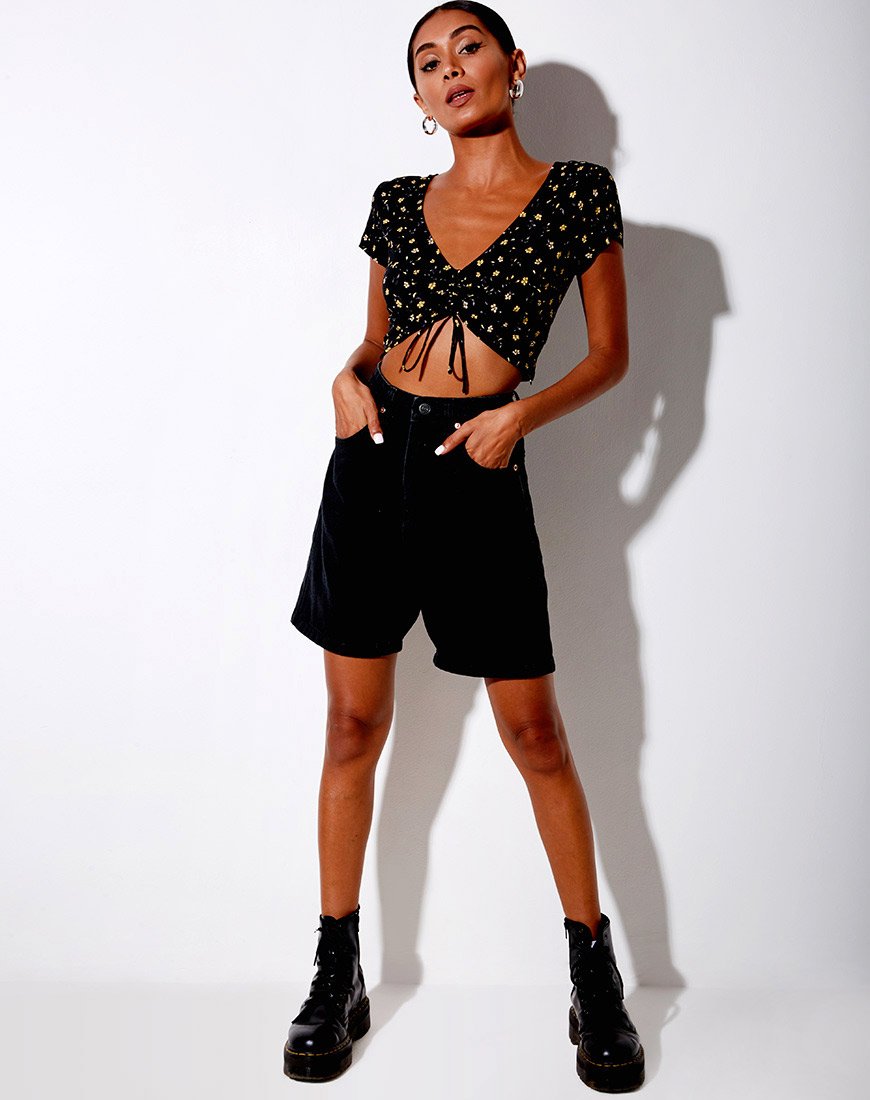 Afbeelding van Raeto Crop Top in Pretty Petal Zwart