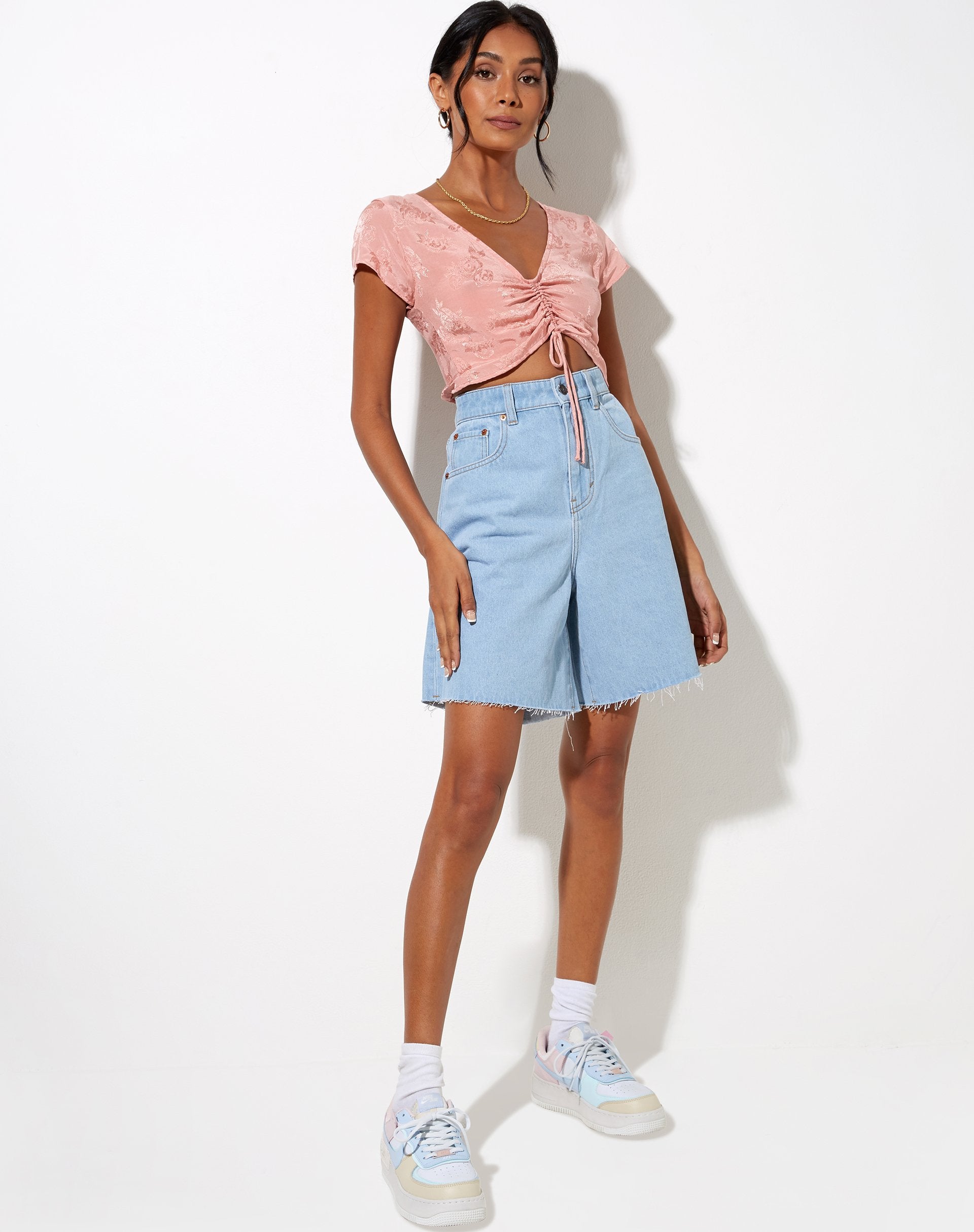 Afbeelding van Raeto Crop Top in Satin Rose Coral Blush