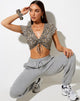Afbeelding van Raeto Crop Top in Spring Fling Floral Zwart