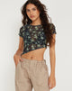 Afbeelding van Rambu Crop Top in Mooi Bloemig Groen